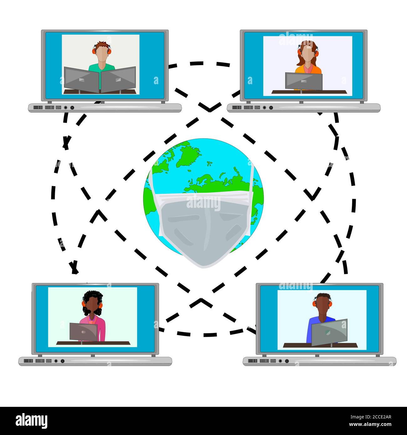 White mask laptop on Stock Vector Images - Alamy