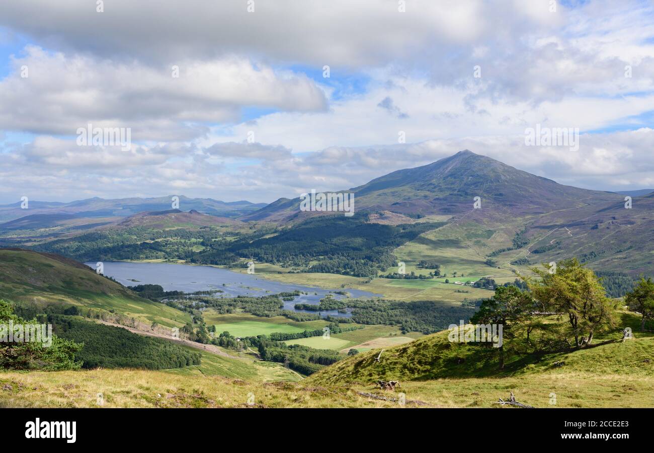View of Schiehallion - at 3553 ft classified as a munro - and Dunalastair Water by Kinloch Rannoch Perthshire Scotland Stock Photo