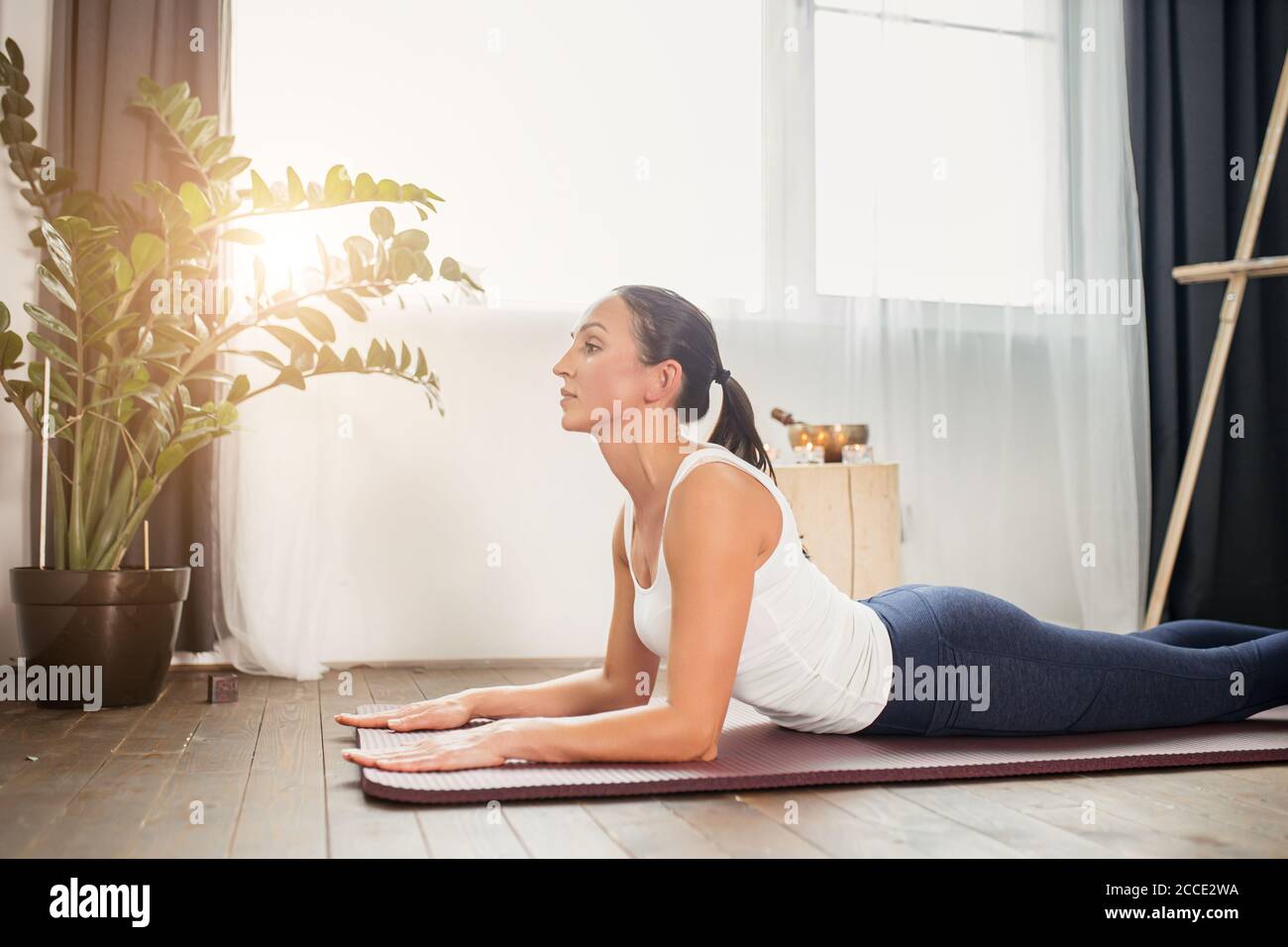 Girl doing bhujangasana cobra pose hi-res stock photography and images ...