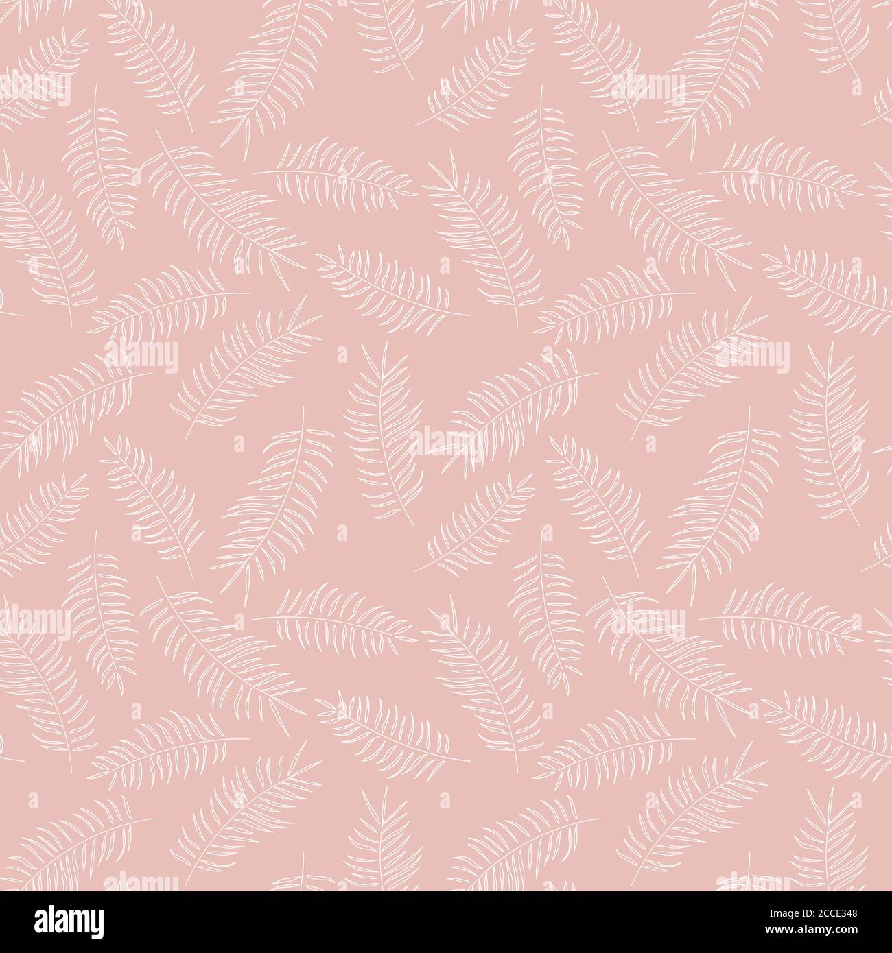 Seamless pattern with white tropical leaves on pink background, vector ...
