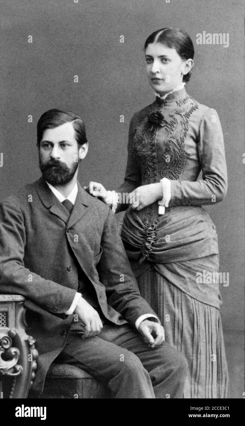Sigmund Freud and his wife, Martha (Bernays), June 1885 Stock Photo
