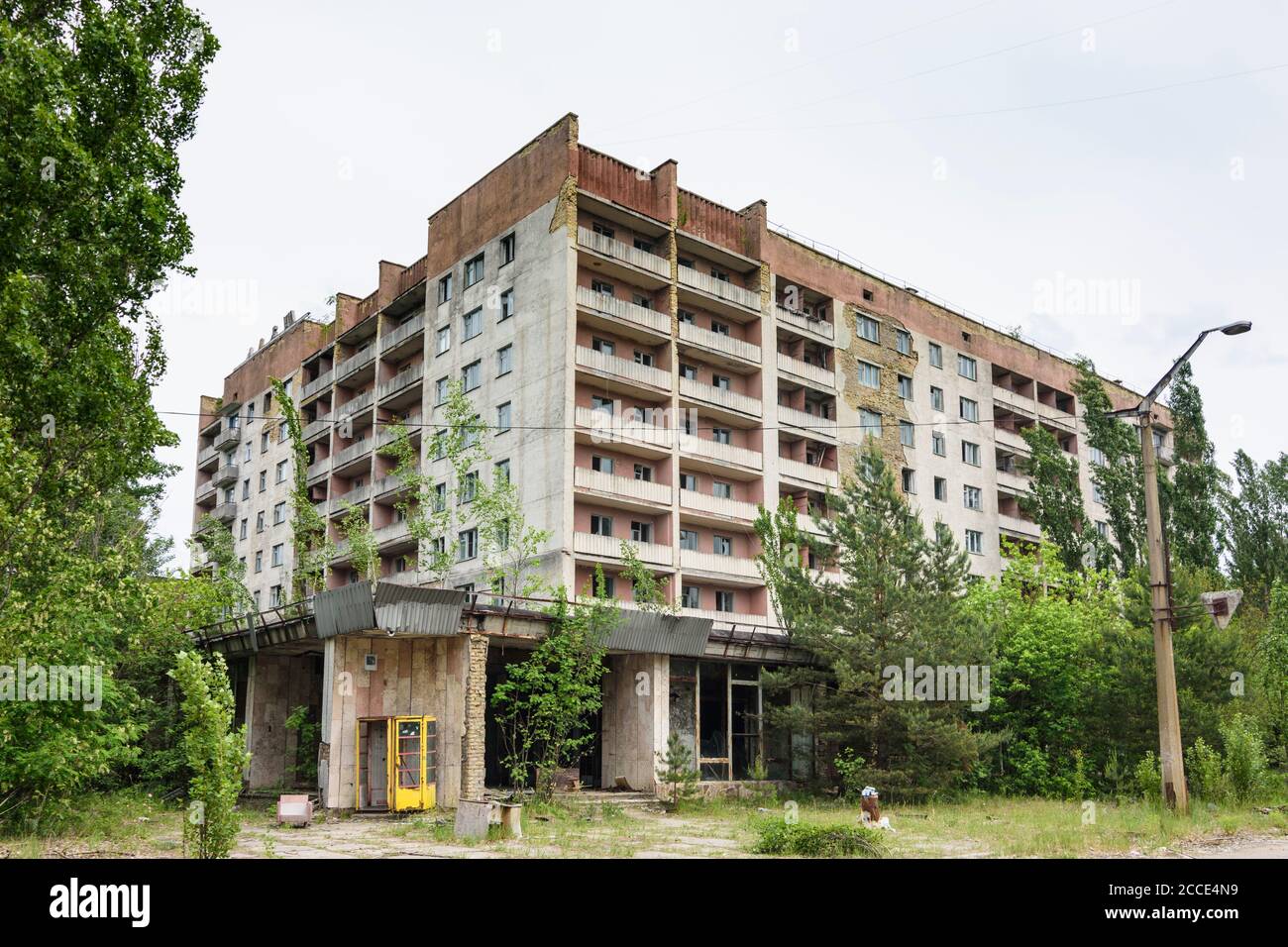 Pripyat (Prypiat), abandoned apartment houses in Chernobyl (Chornobyl) Exclusion Zone, Kiev Oblast, Ukraine Stock Photo