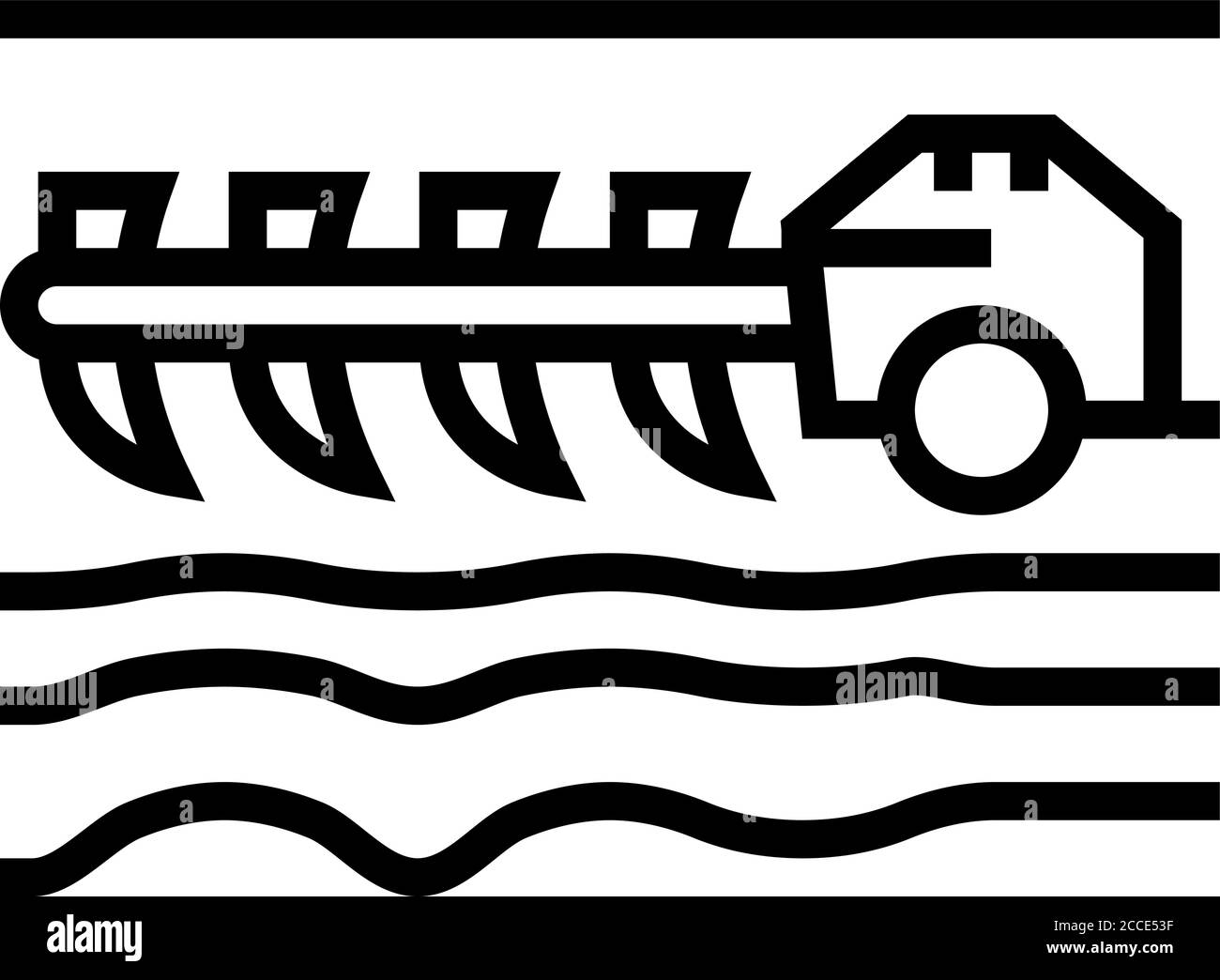 agricultural techincs cultivator line icon vector illustration Stock ...