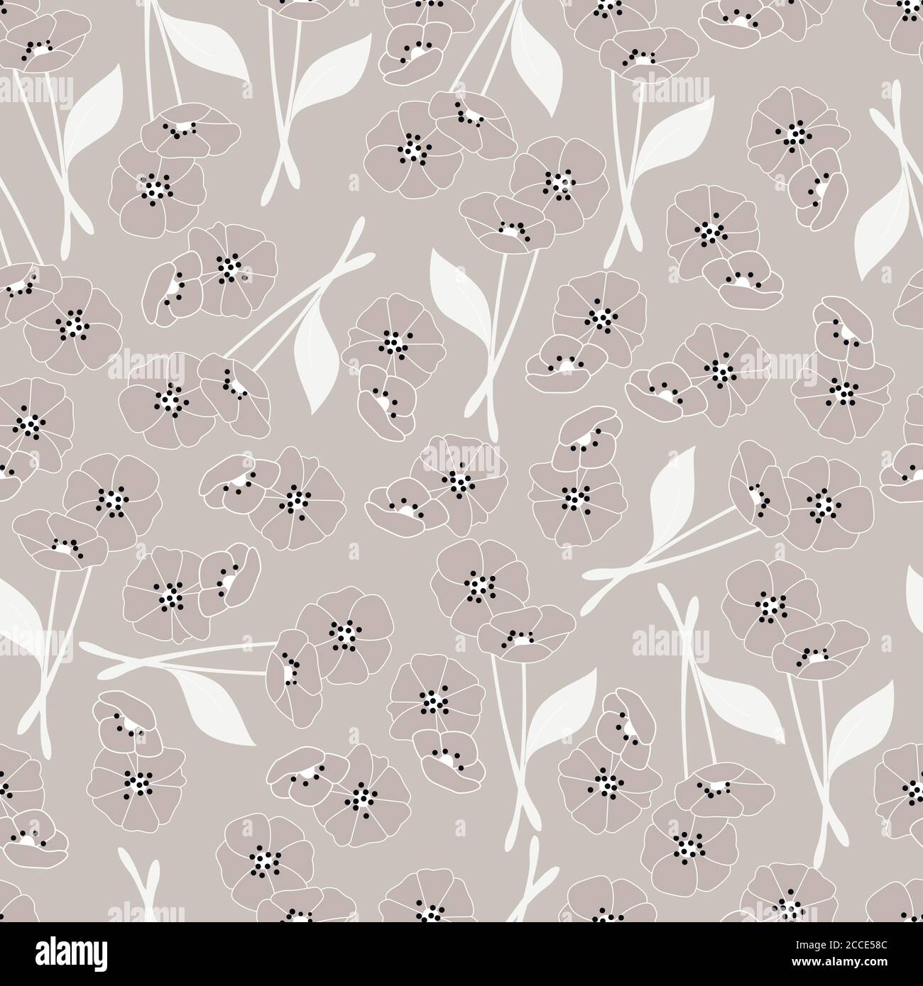 Seamless pattern with flowers and floral elements, nature life, vector ...