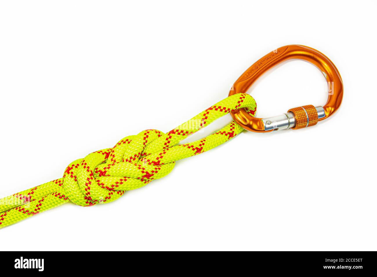 double Flemish loop or figure eight 8 knot with new colored