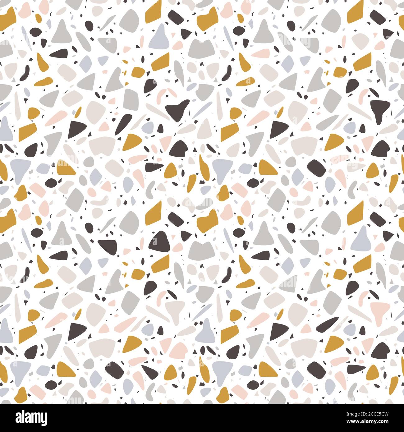 Terrazzo seamless pattern design with hand drawn rocks. Abstract modern ...