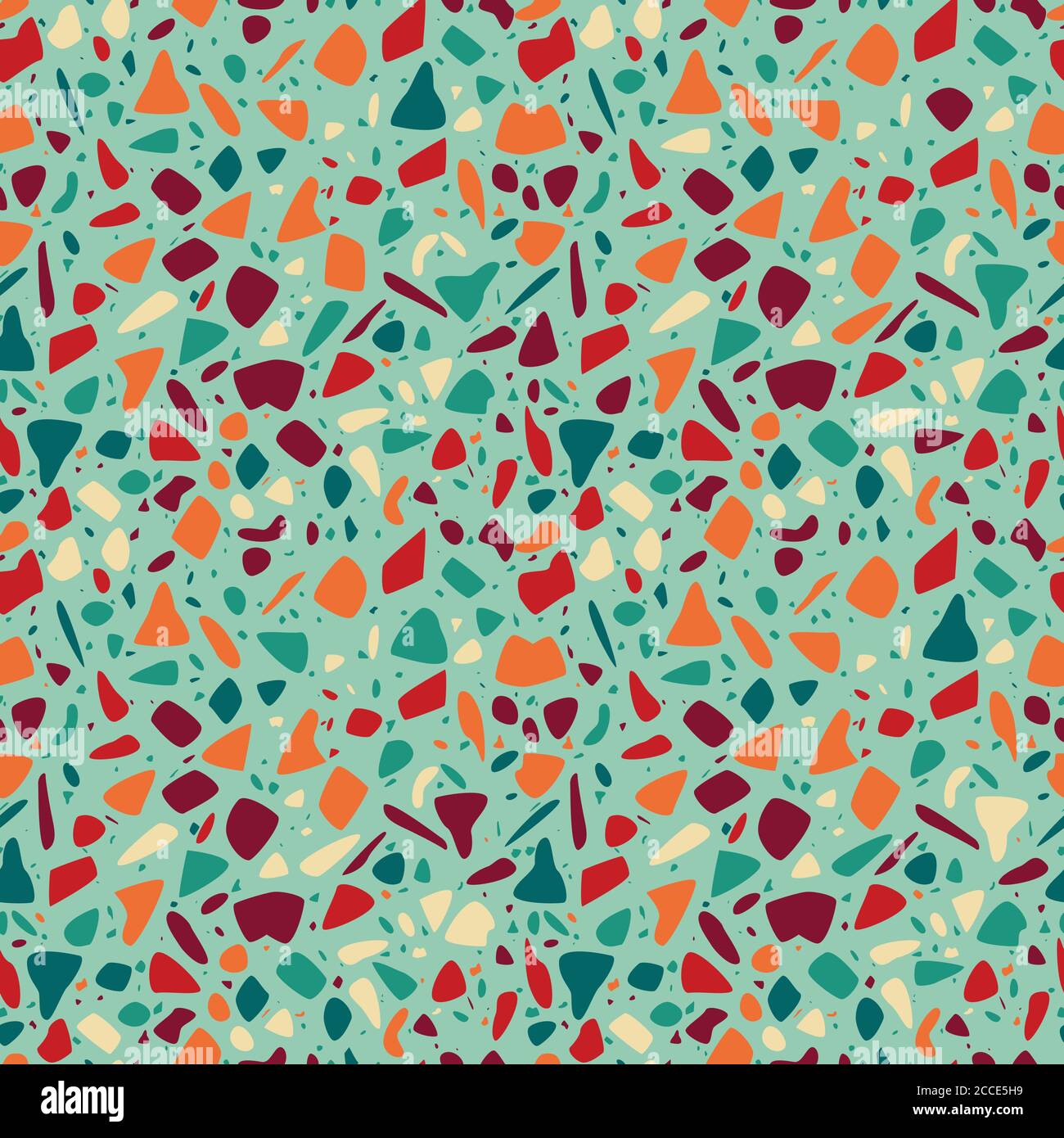 Terrazzo seamless pattern design with hand drawn rocks. Abstract modern ...