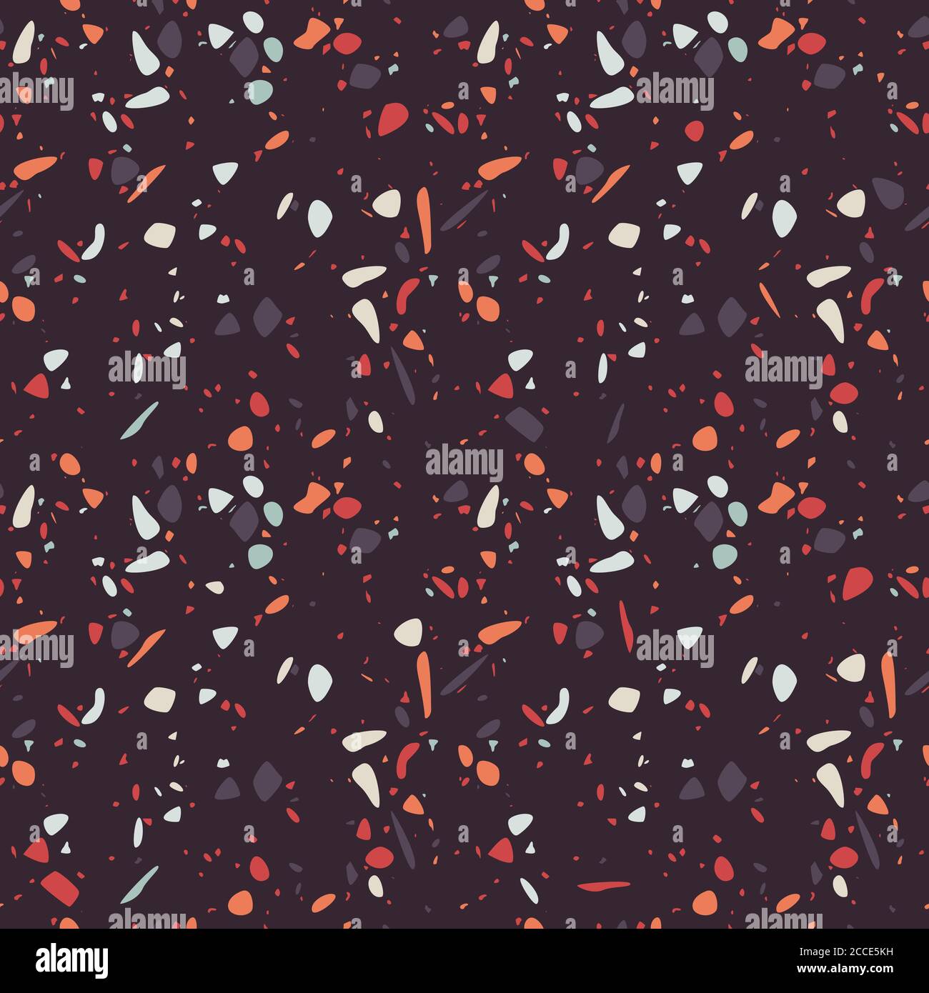 Terrazzo seamless pattern design with hand drawn rocks. Abstract modern ...
