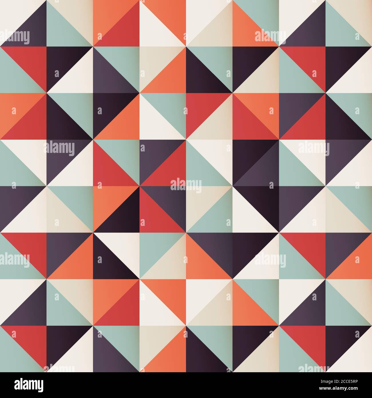 Geometric seamless pattern with colorful triangles in retro design ...