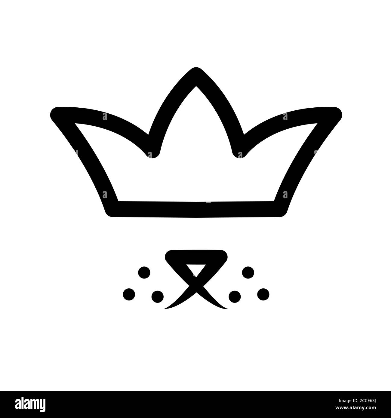 Pet in crown logo. Royal dog black sign on white background. Cute puppy happy in luxury style. Line drawing animal head king. Kingdom doggy icon element vector. Stock Vector