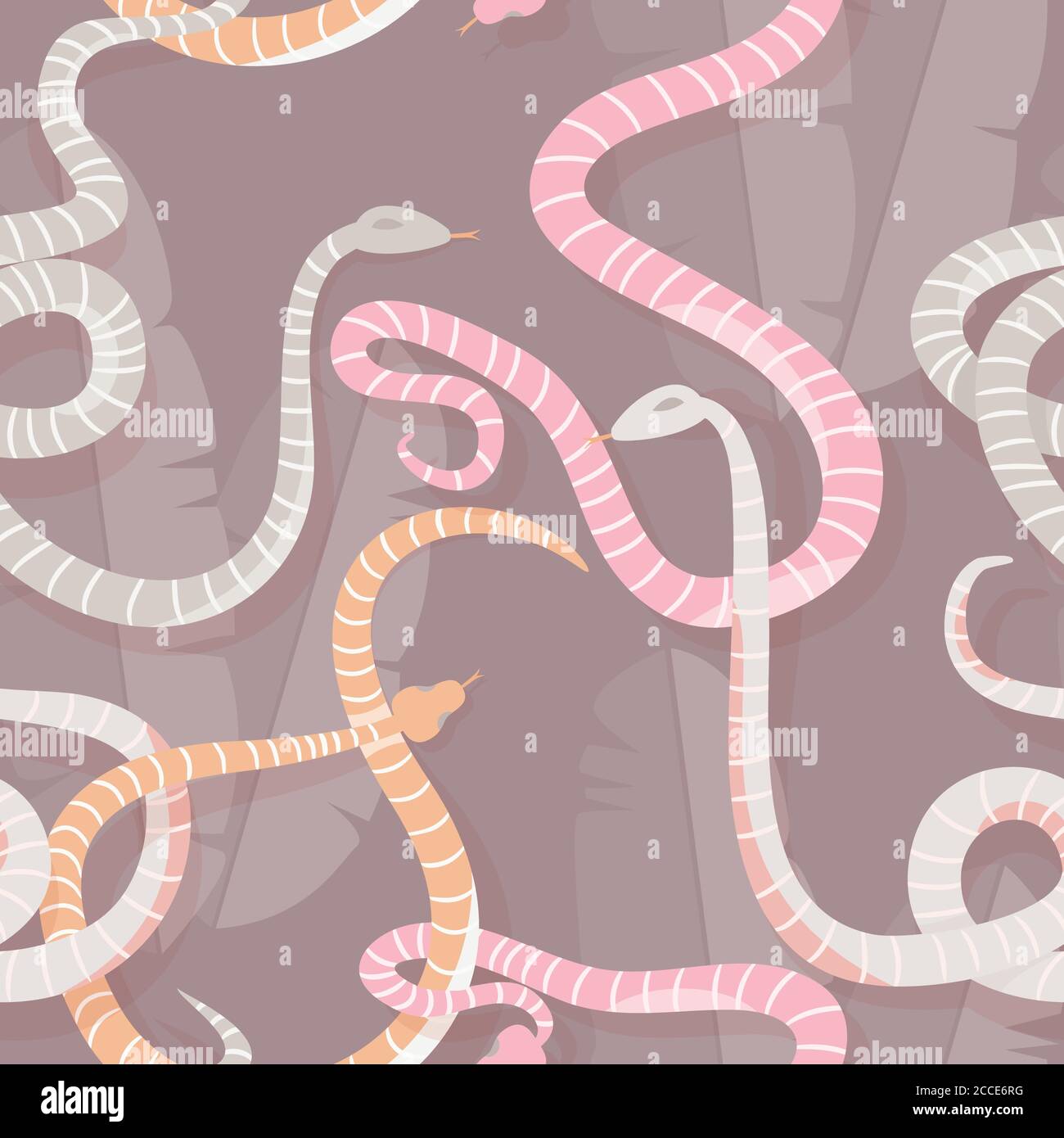 Seamless pattern with colorful intertwined striped rain forest snakes, vector illustration Stock Vector