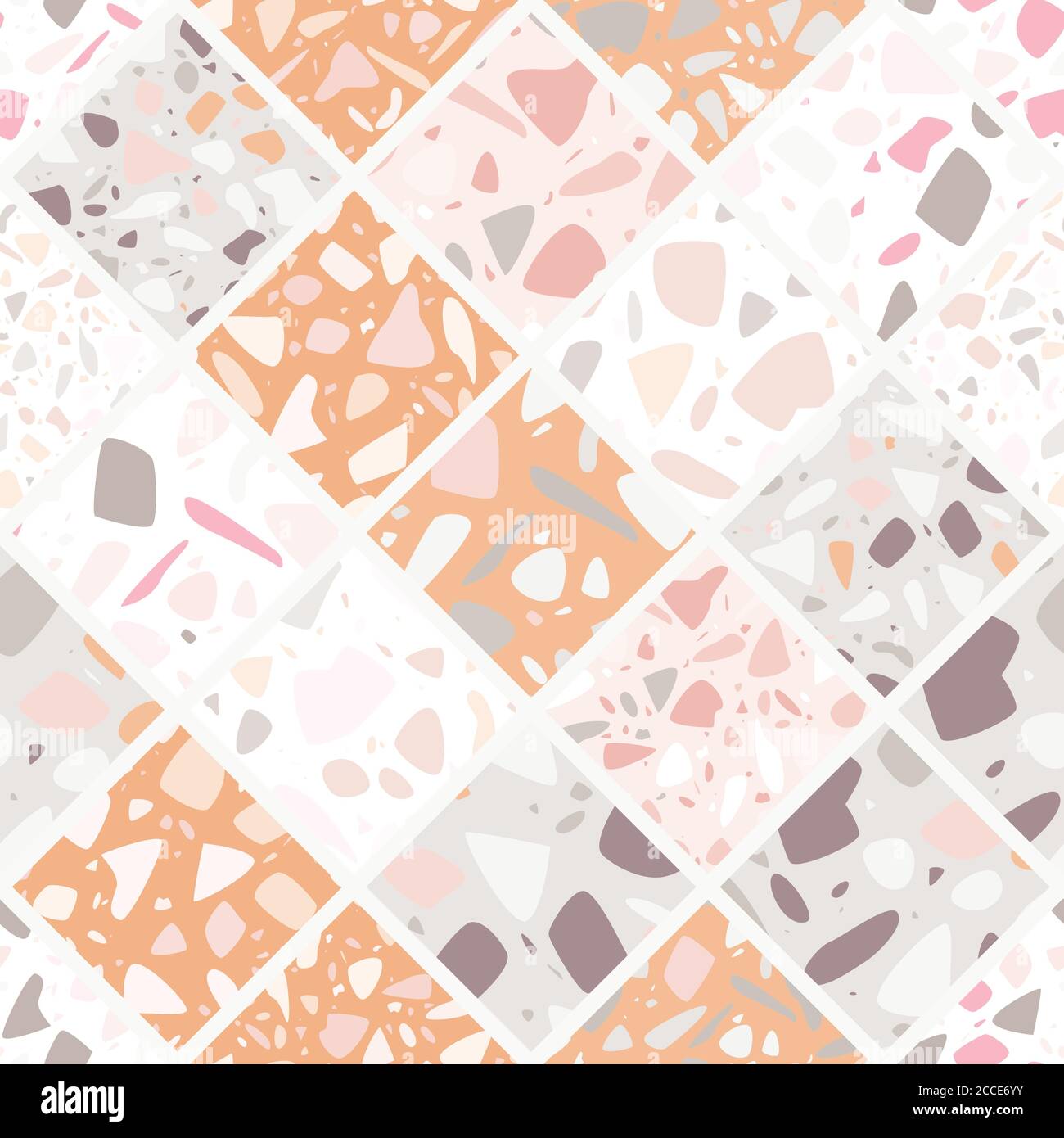 Terrazzo seamless pattern design with hand drawn rocks. Abstract modern ...