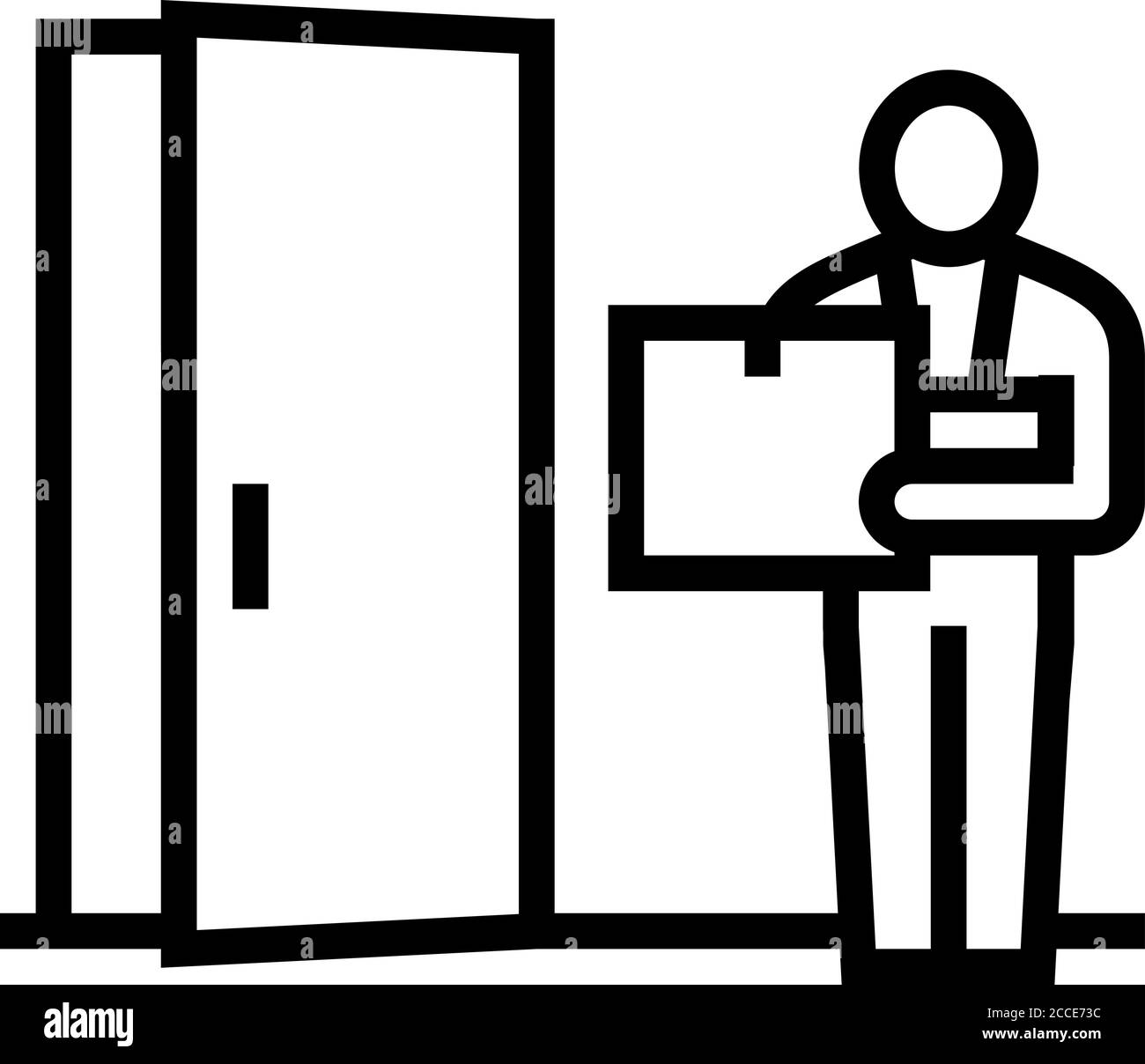 courier delivering box line icon vector illustration Stock Vector Image ...