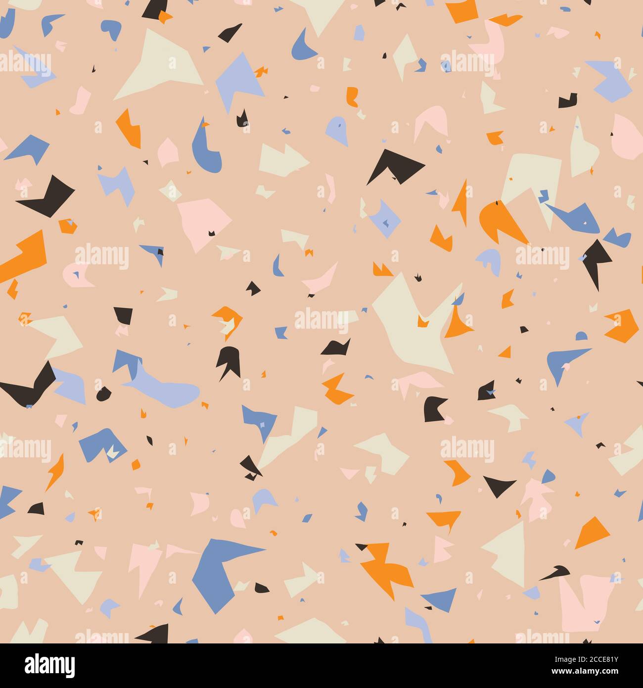 Terrazzo seamless pattern design with hand drawn rocks. Abstract modern ...