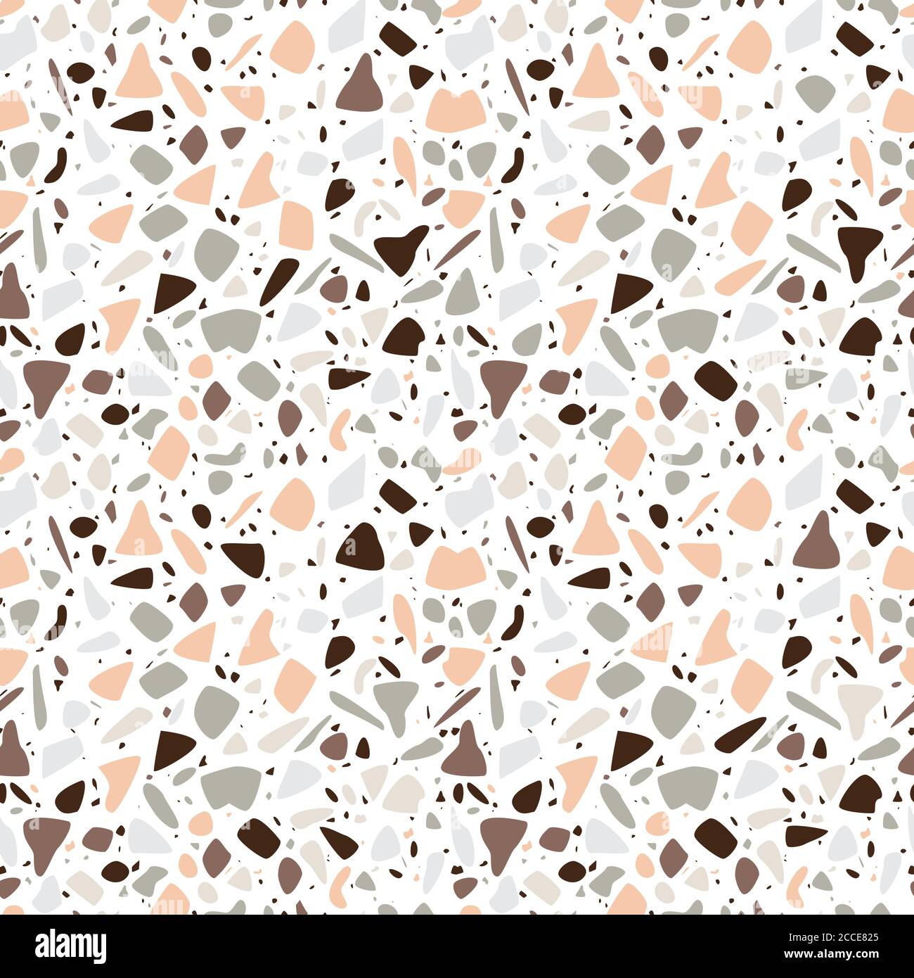 Terrazzo seamless pattern design with hand drawn rocks. Abstract modern ...