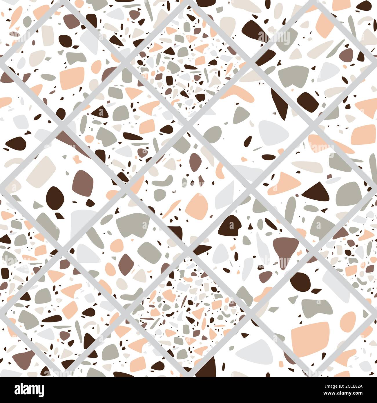 Terrazzo seamless pattern design with hand drawn rocks. Abstract modern ...