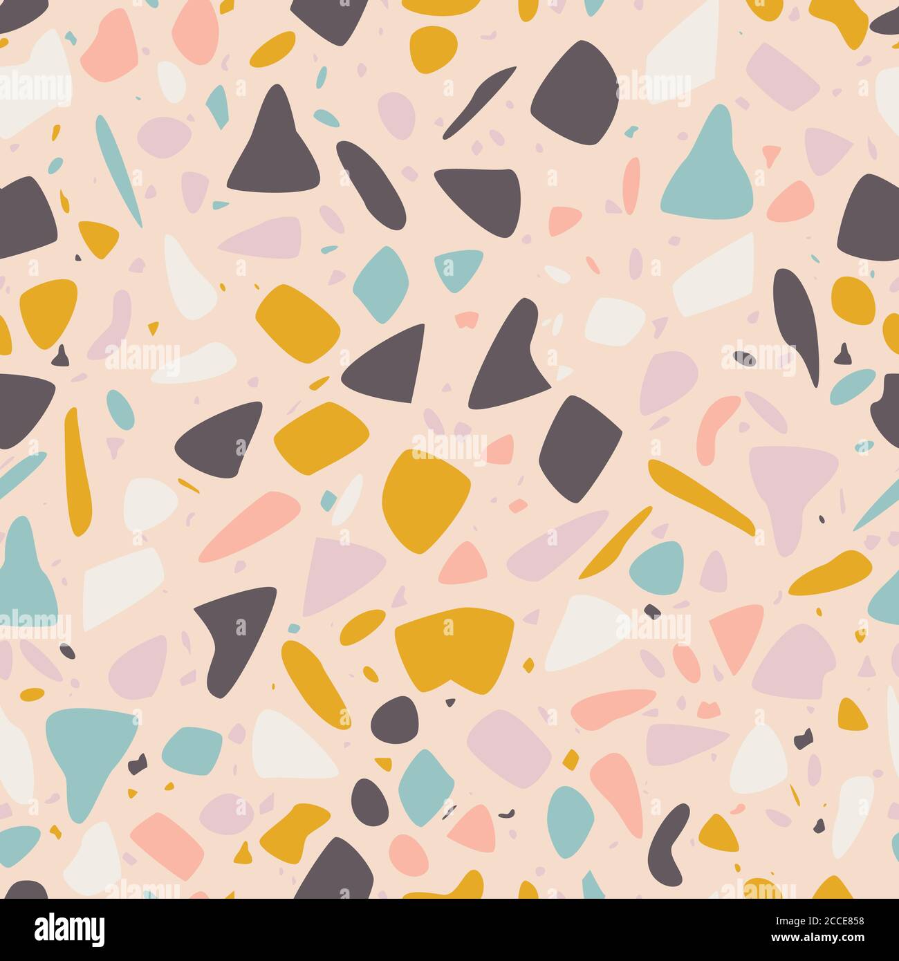 Terrazzo seamless pattern design with hand drawn rocks. Abstract modern ...