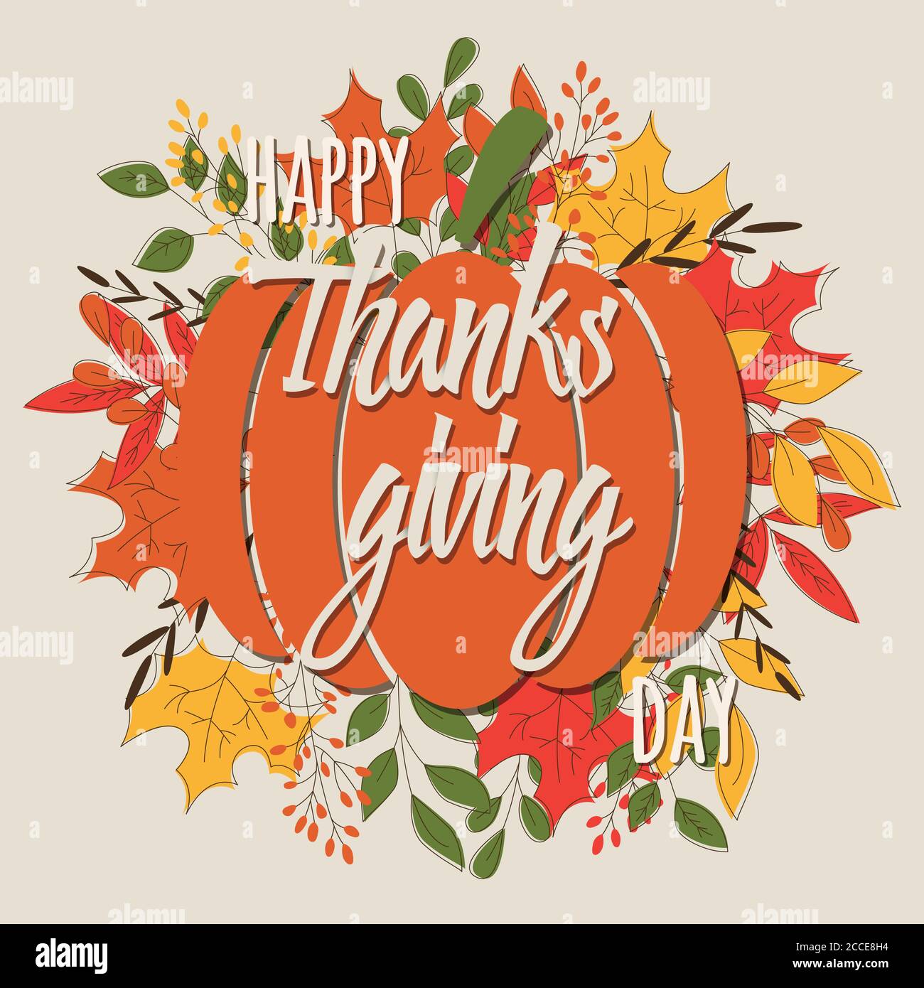 Happy Thanksgiving day card with decorative elements, colorful design ...