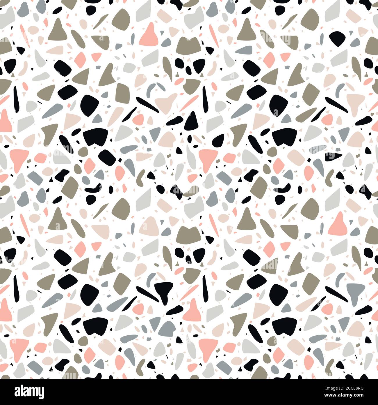 Terrazzo seamless pattern design with hand drawn rocks. Abstract modern ...