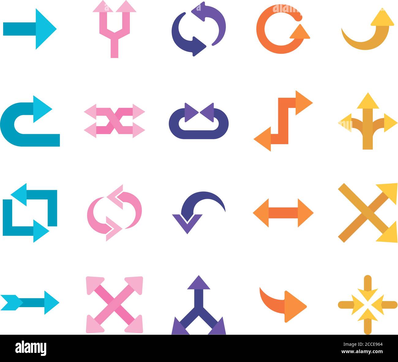 Arrows flat style bundle of icons design of direction web forward and ...
