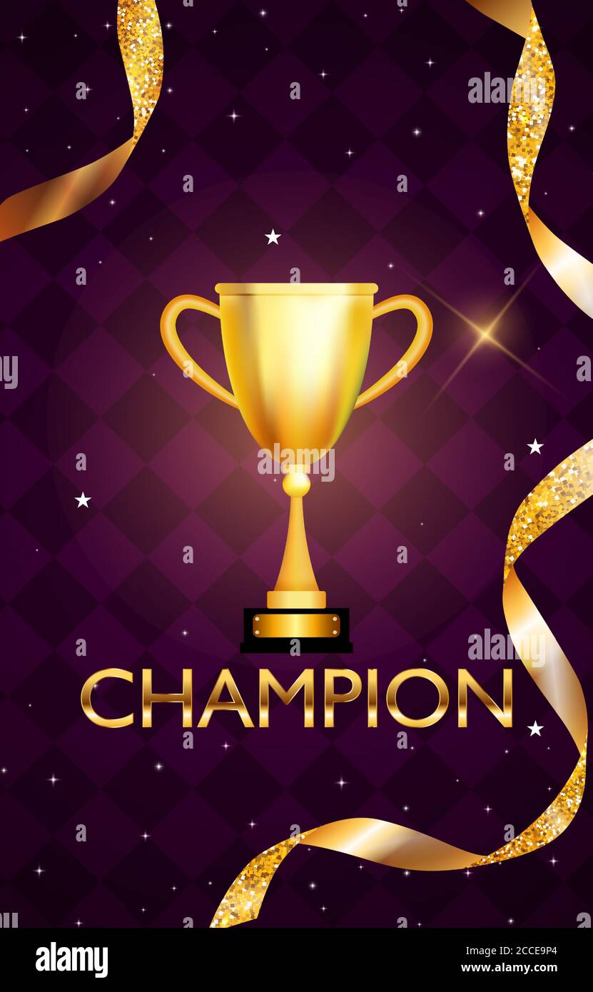 blåhval Ungkarl tegnebog Champion Background with Winner trophy gold cup. Vector Illustration Stock  Vector Image & Art - Alamy