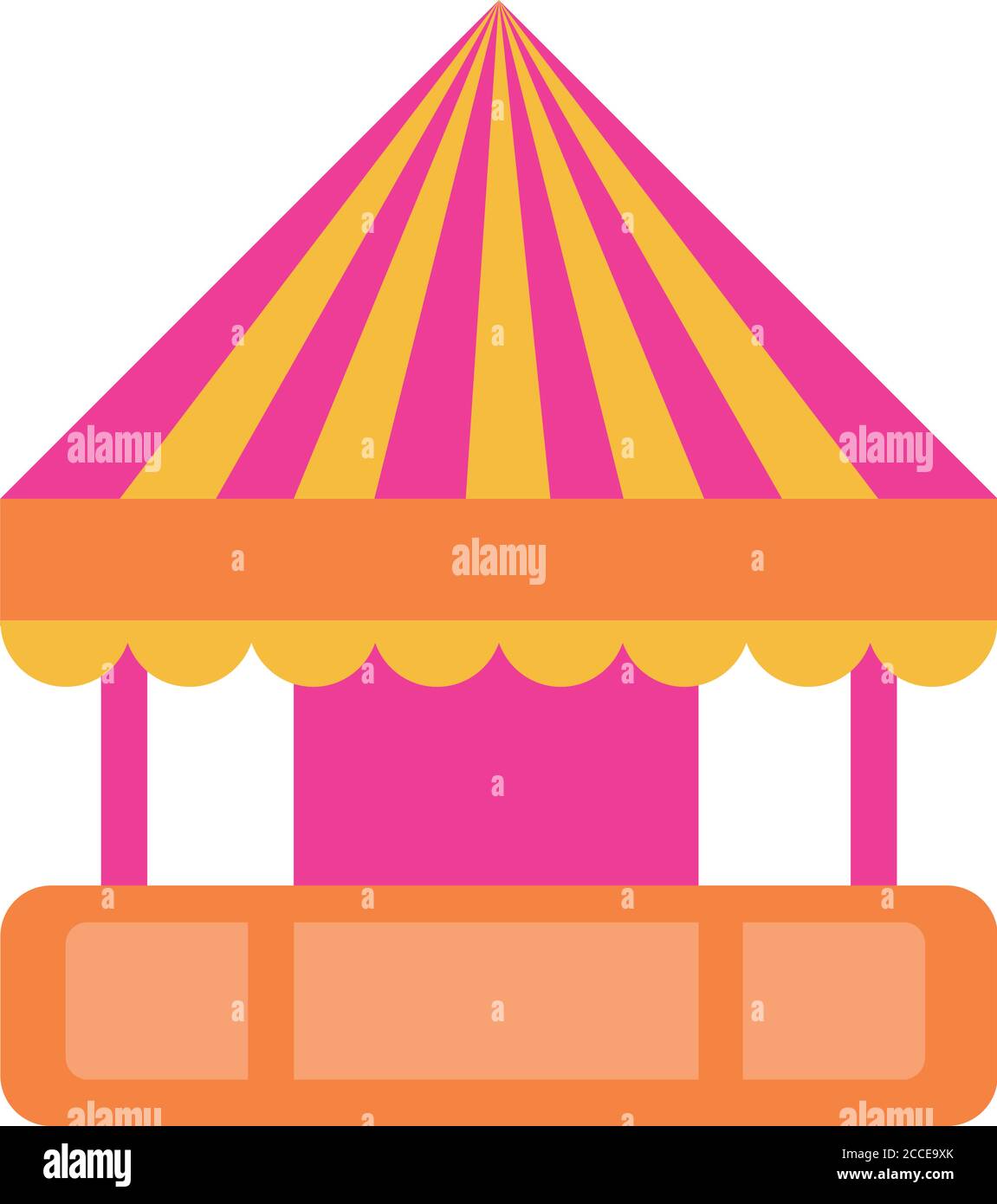 tent kiosk mechanical fairground attraction flat style icon vector ...