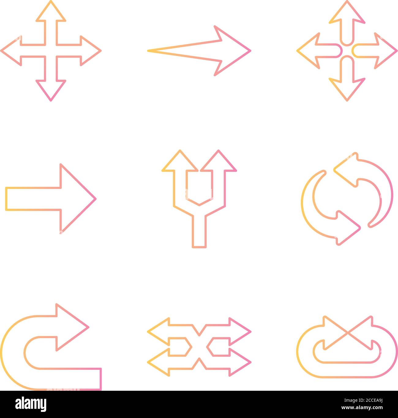 Arrows gradient style icon set design of direction web forward and ...