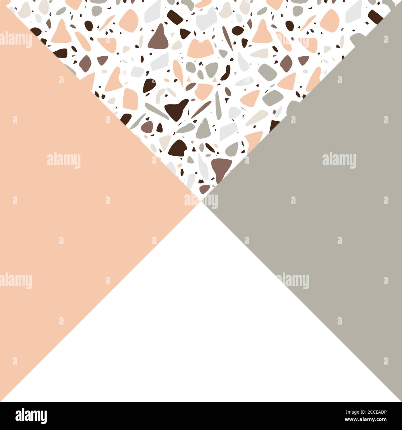 Terrazzo pattern design with hand drawn rocks and geometric shapes. Abstract modern background, flat vector illustration Stock Vector