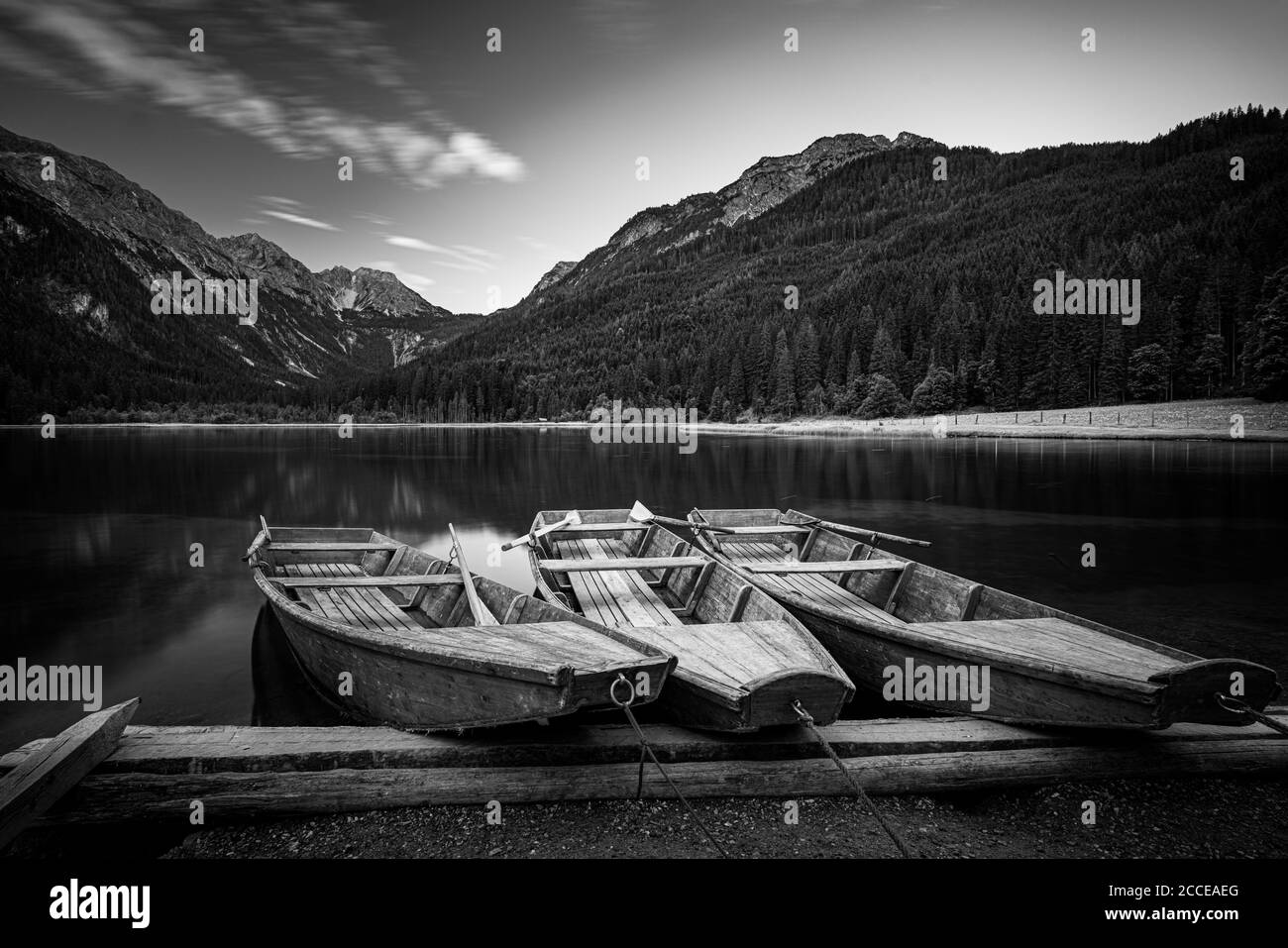 Fishing in lake near Black and White Stock Photos & Images - Alamy