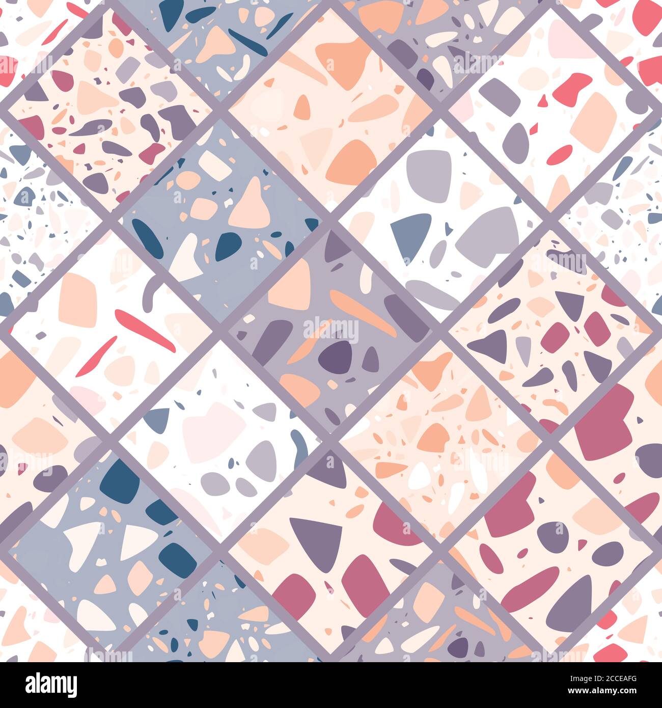 Terrazzo seamless pattern design with hand drawn rocks. Abstract modern ...
