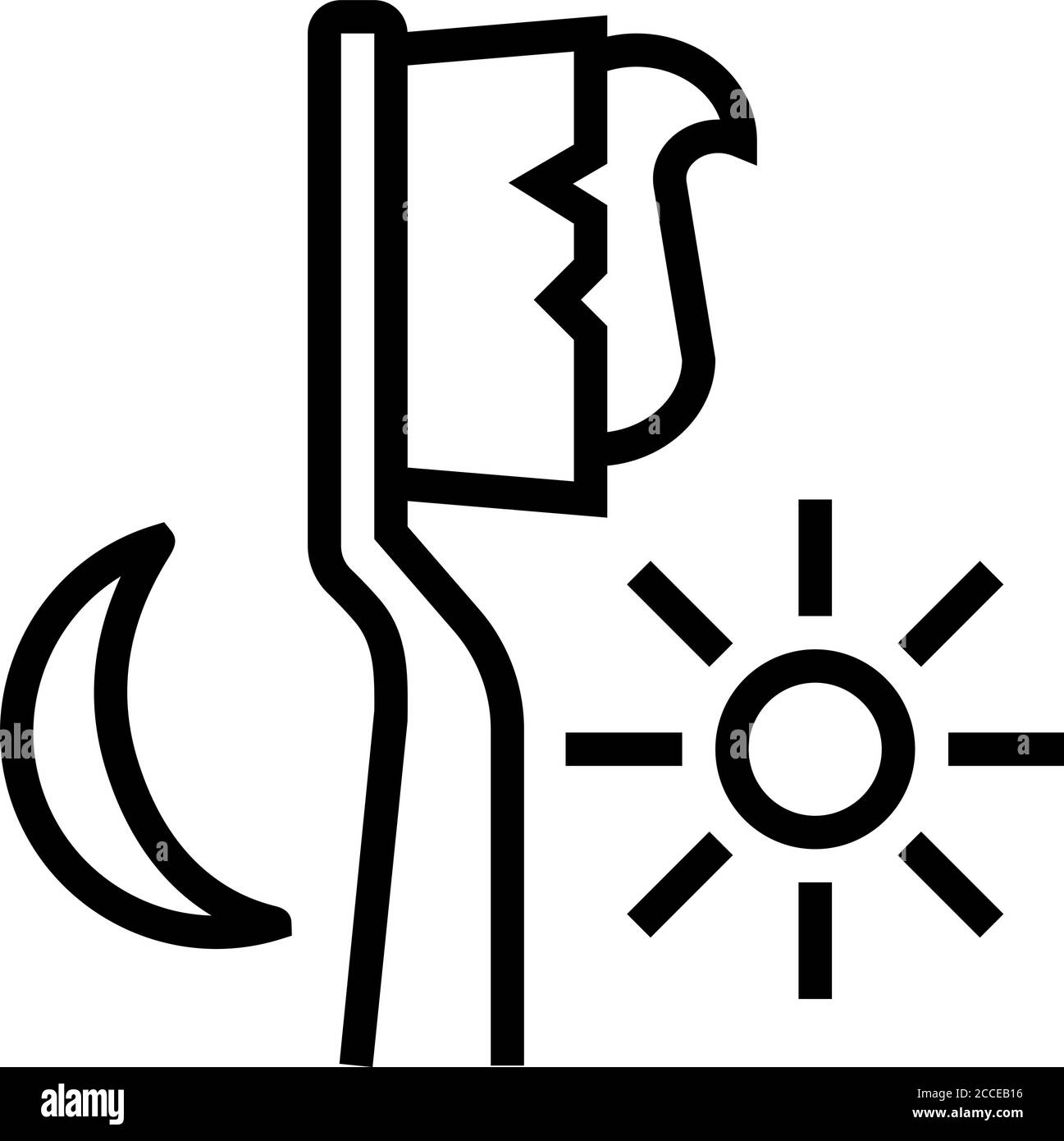 morning and evening cleaning toothpaste and toothbrush line icon vector ...