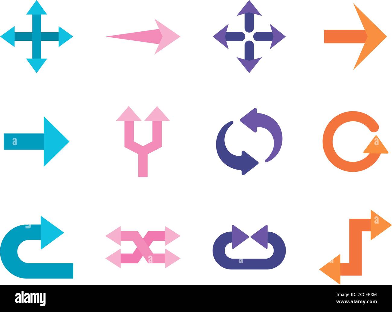 Arrows flat style set icons design of direction web forward and ...