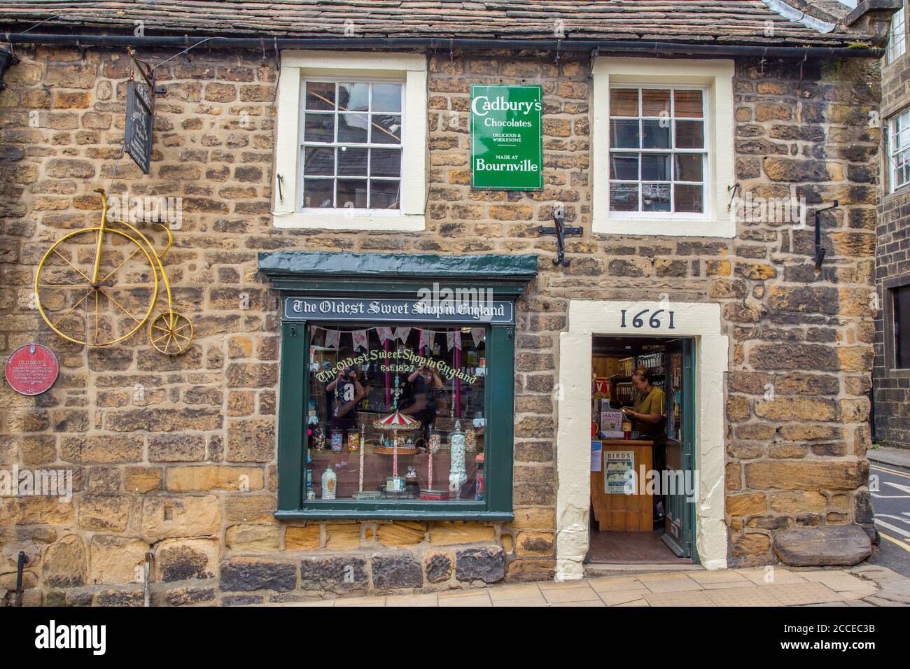 The oldest Sweet shop in England, Pateley Bridge town in Nidderdale AONB, Yorkshire, England Stock Photo
