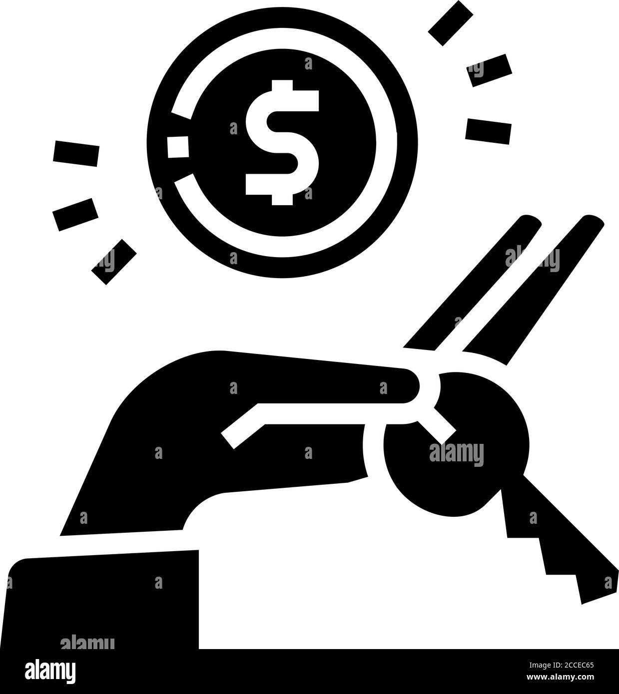 hand holding house key and coin glyph icon vector illustration Stock ...
