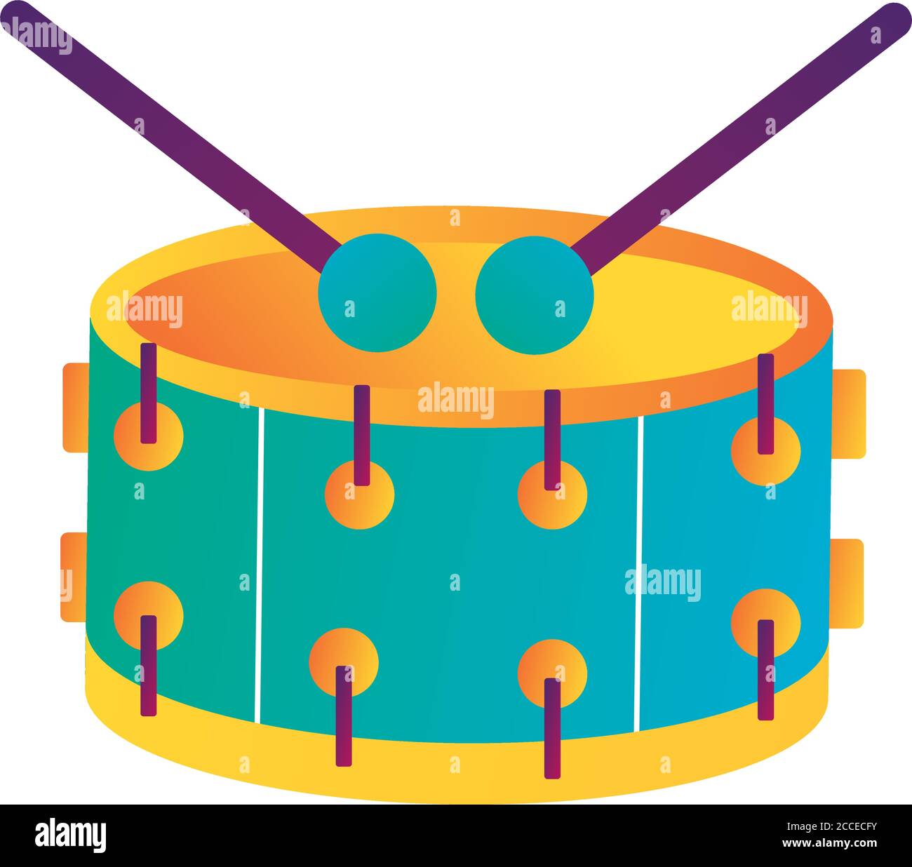 drum musical instrument line and fill style icon vector illustration ...