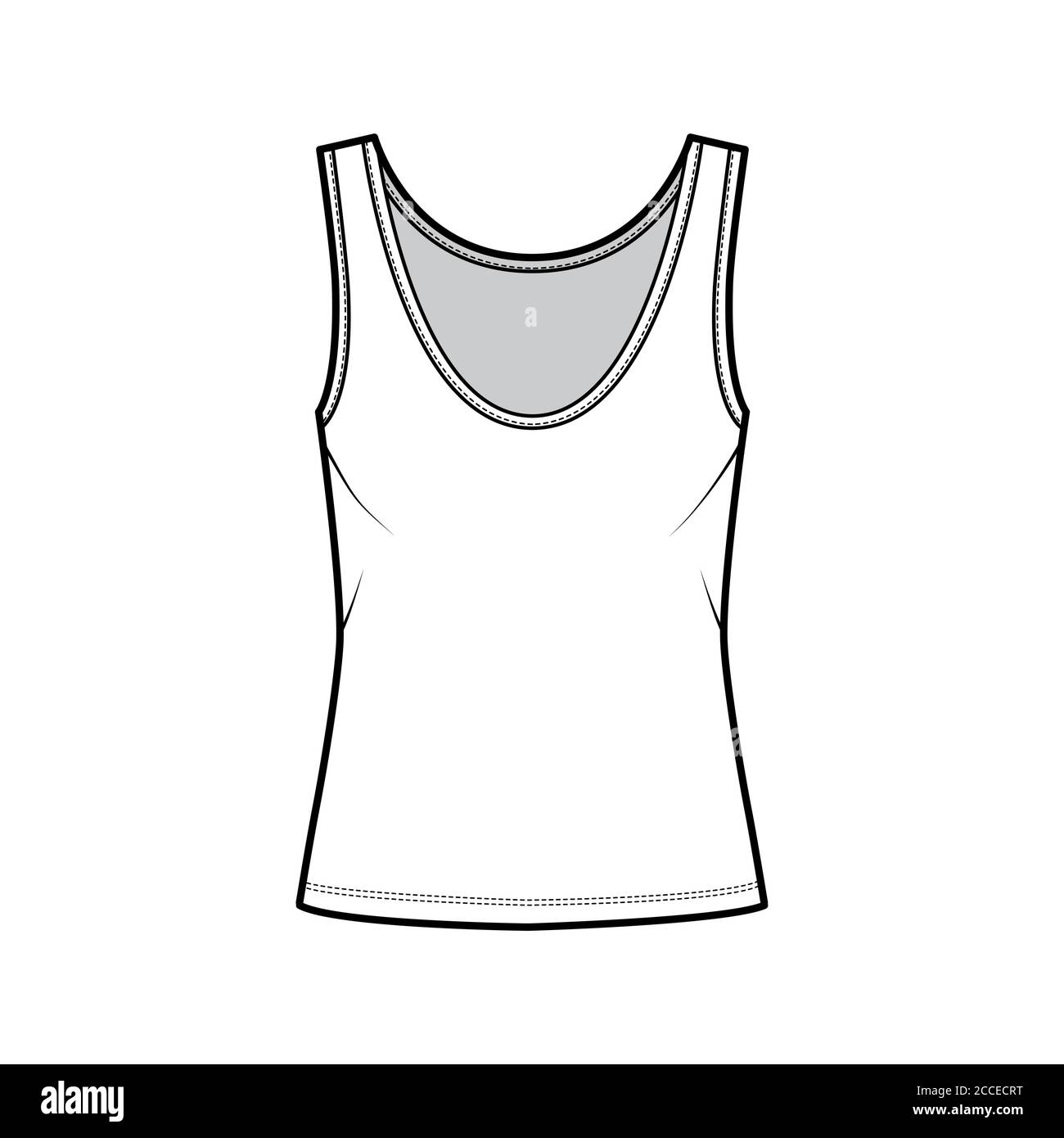 Cotton-jersey tank technical fashion illustration with fitted body