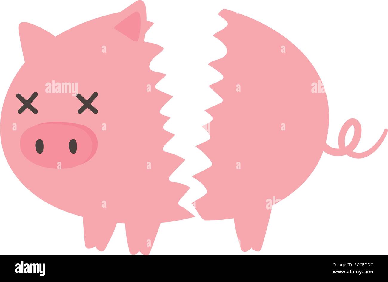 bankruptcy broken piggy bank crisis isolated icon white background ...