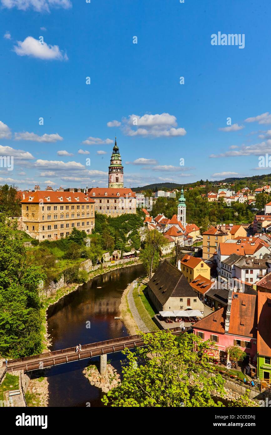Cesky Krumlov, Krumau, CZ, Czech, Moldau River, Unesco Town, Europe, Bohemia, Stock Photo