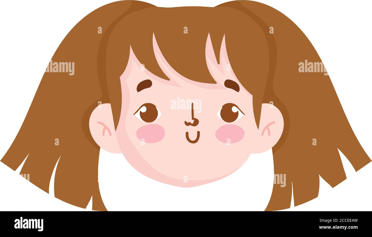 cartoon face girl female character isolated icon vector illustration ...