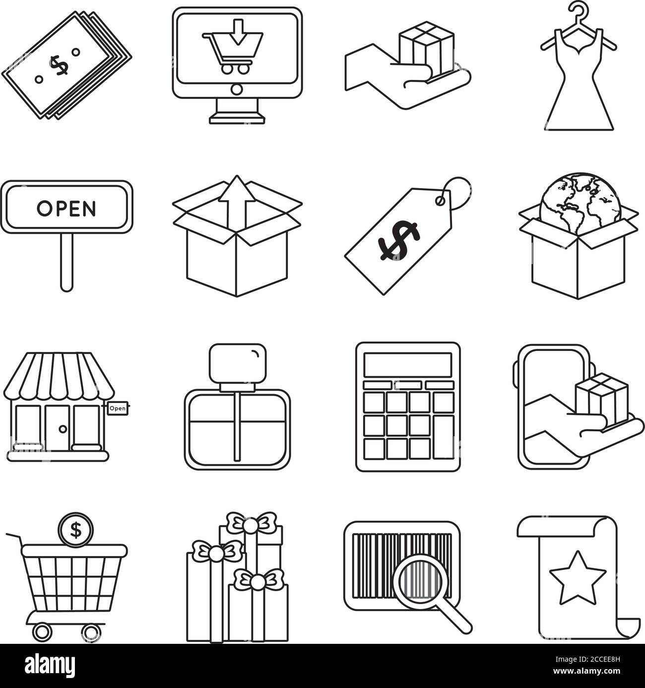 bundle of sixteen shopping set icons vector illustration design Stock ...