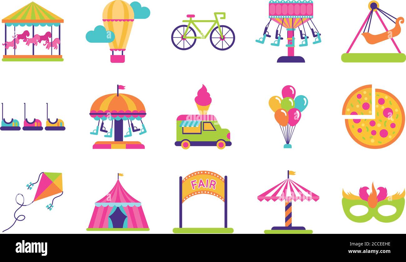 bundle of fair entertainment set icons vector illustration design Stock ...