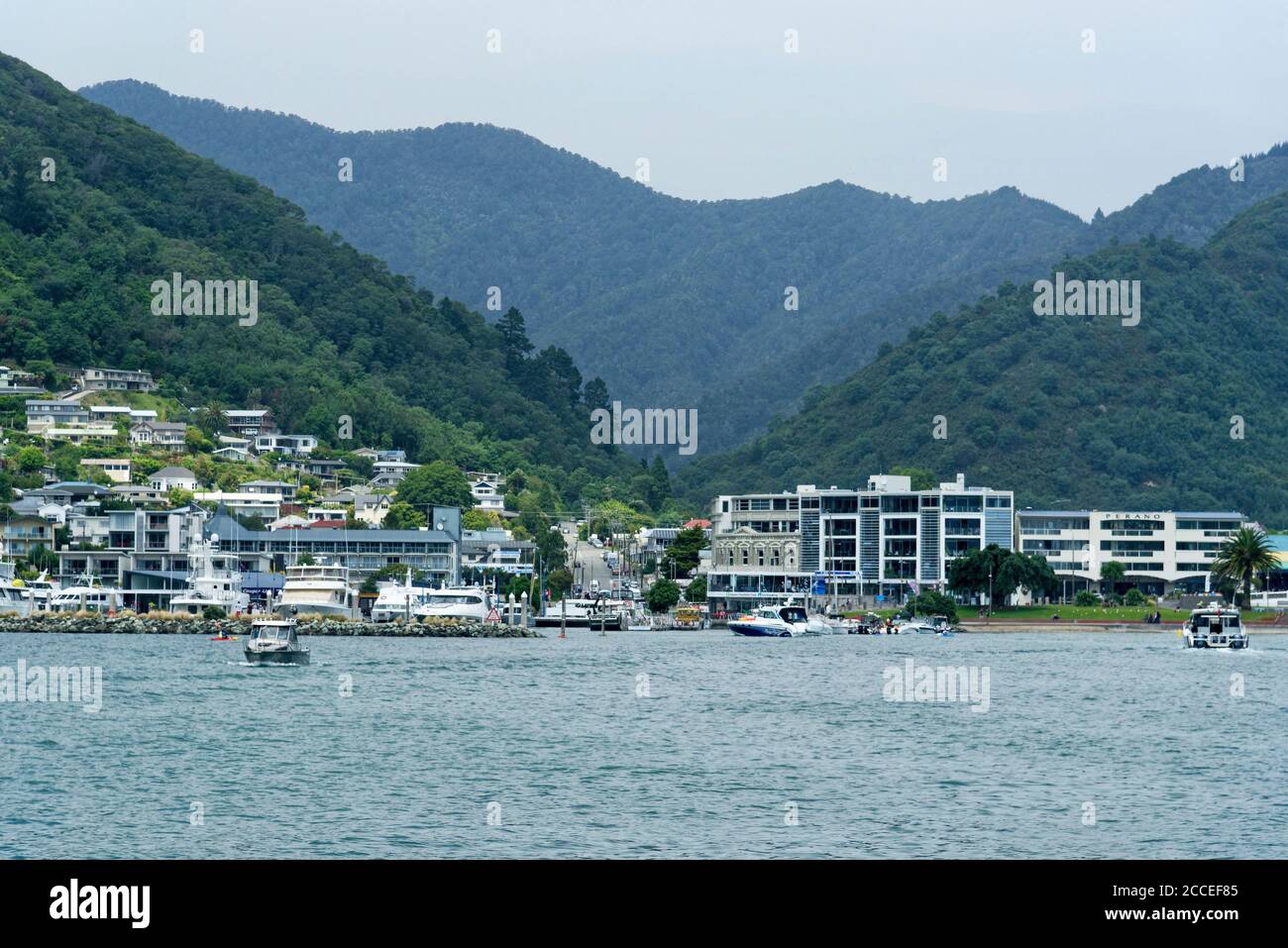 The town of Picton, Marlborough, in the South Island of New Zealand Stock Photo