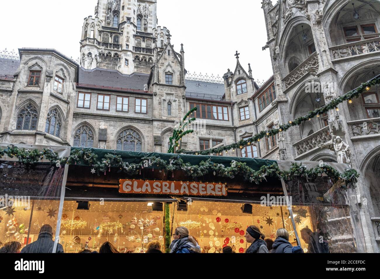 Europe, Germany, Bavaria, Munich, Christmas market in the courtyard of the New Town Hall on Munich's Marienplatz Stock Photo