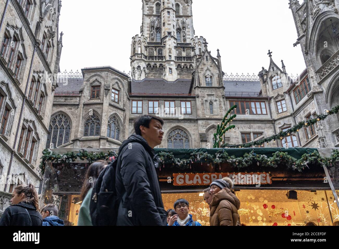 Europe, Germany, Bavaria, Munich, Christmas market in the courtyard of the New Town Hall on Munich's Marienplatz Stock Photo