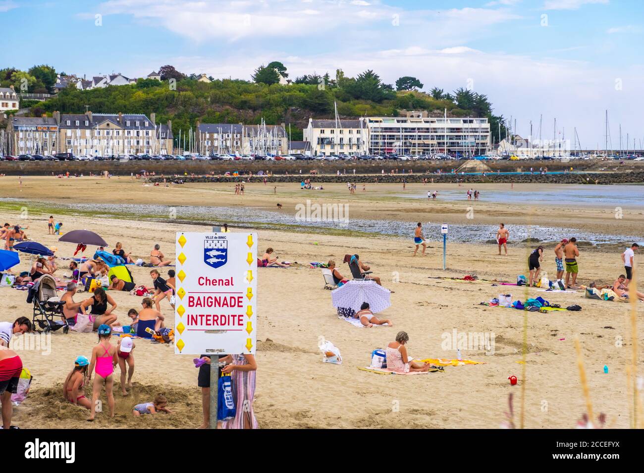 Binic-Etables-sur-Mer, France - August 24, 2019: Promenade and Plage De ...