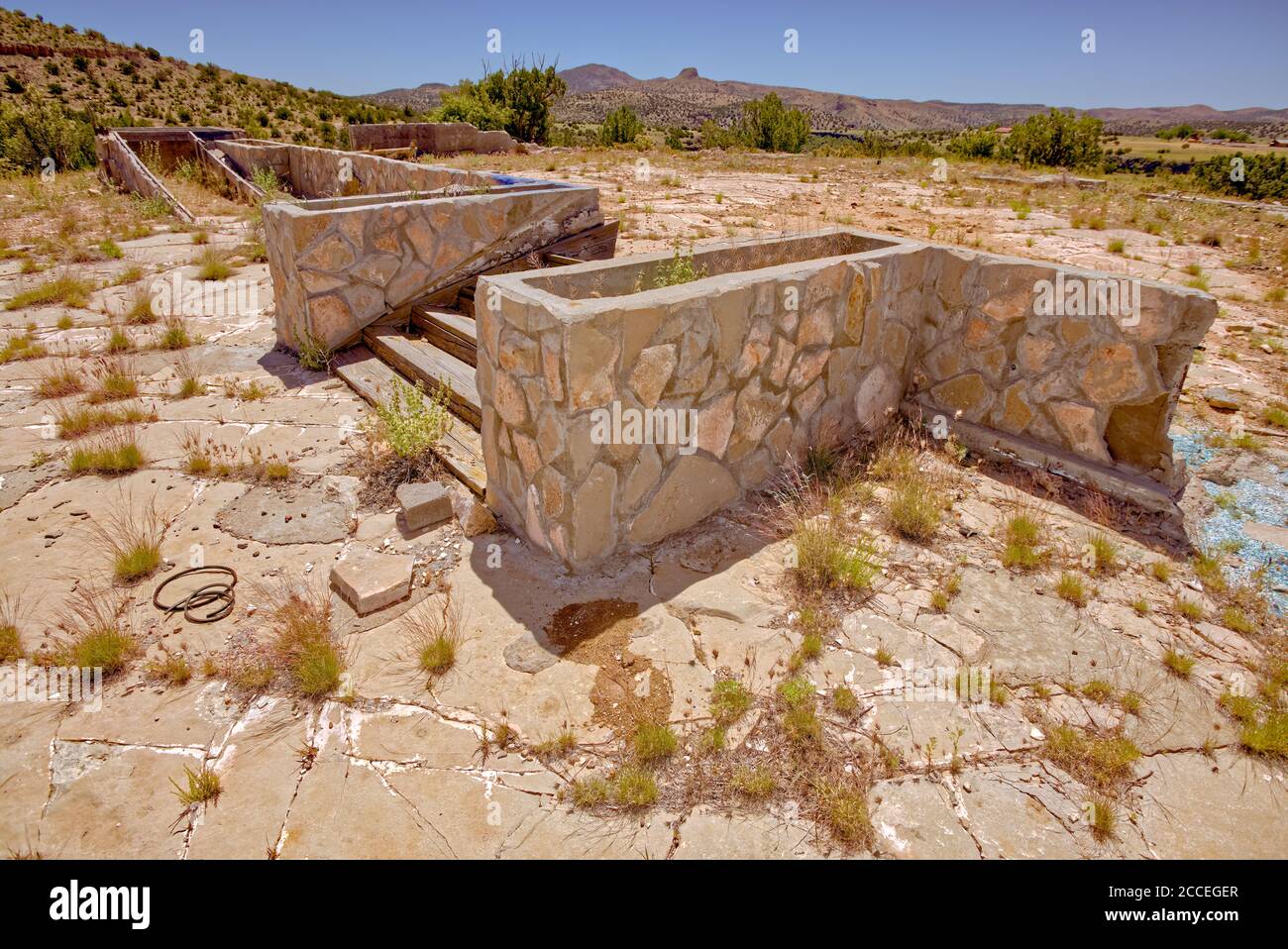The remains of Stewart Ranch near Paulden AZ. These remnants are located in the Upper Verde River Wildlife Area and is open to the public. Stock Photo