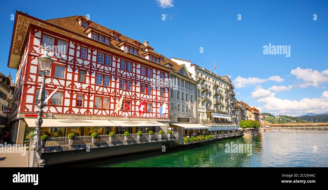 Wonderful mansions in the city center of Lucerne Stock Photo