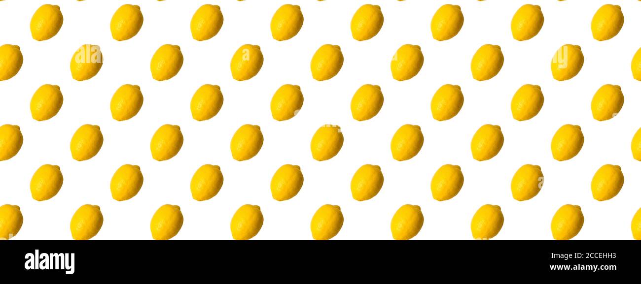 Seamless Pattern made with lemon fruit isolated on white background. Stock Photo