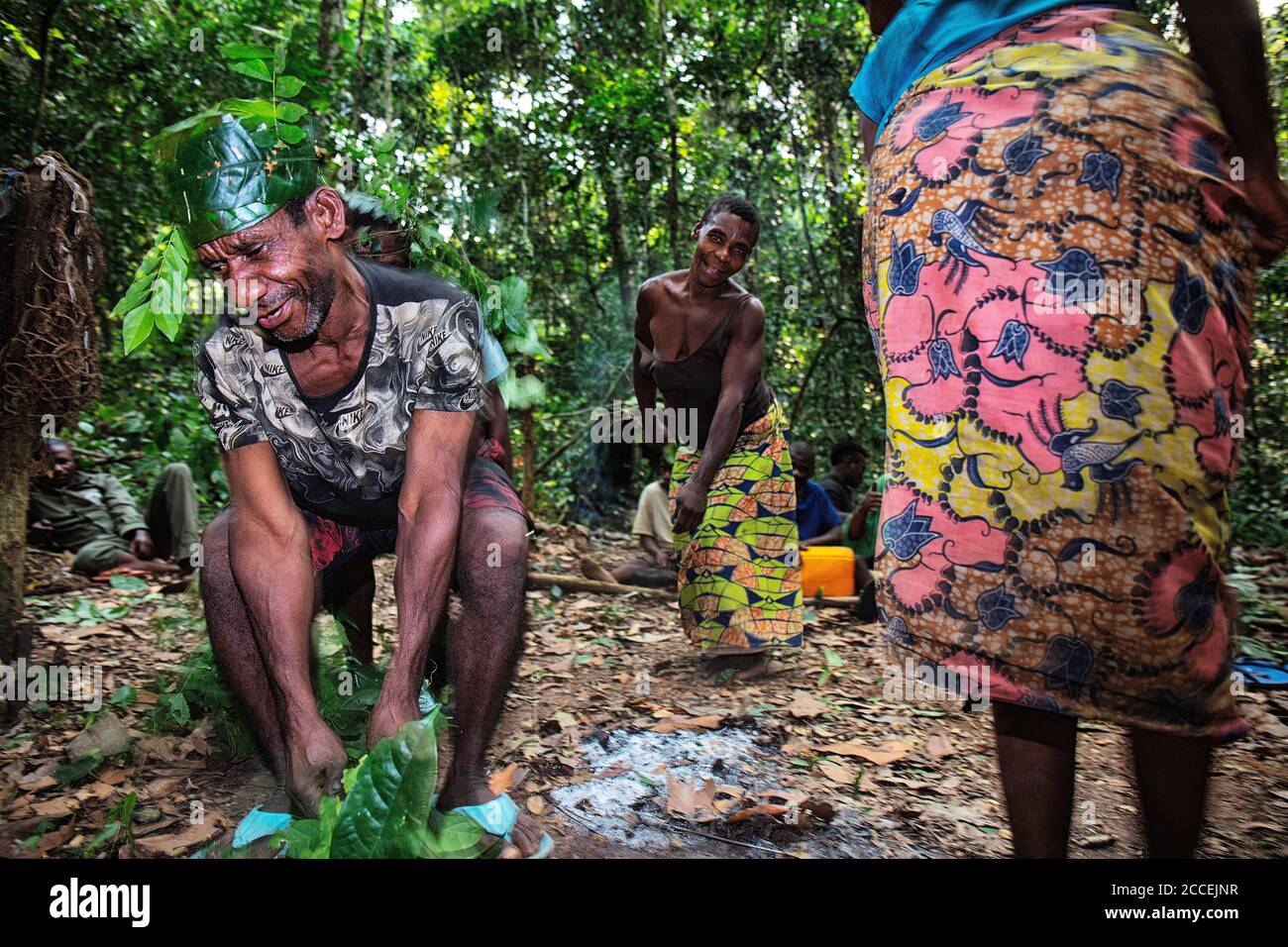 Pygmy tribe in the Dzanga-Sanha Forest Reserve, Central African ...
