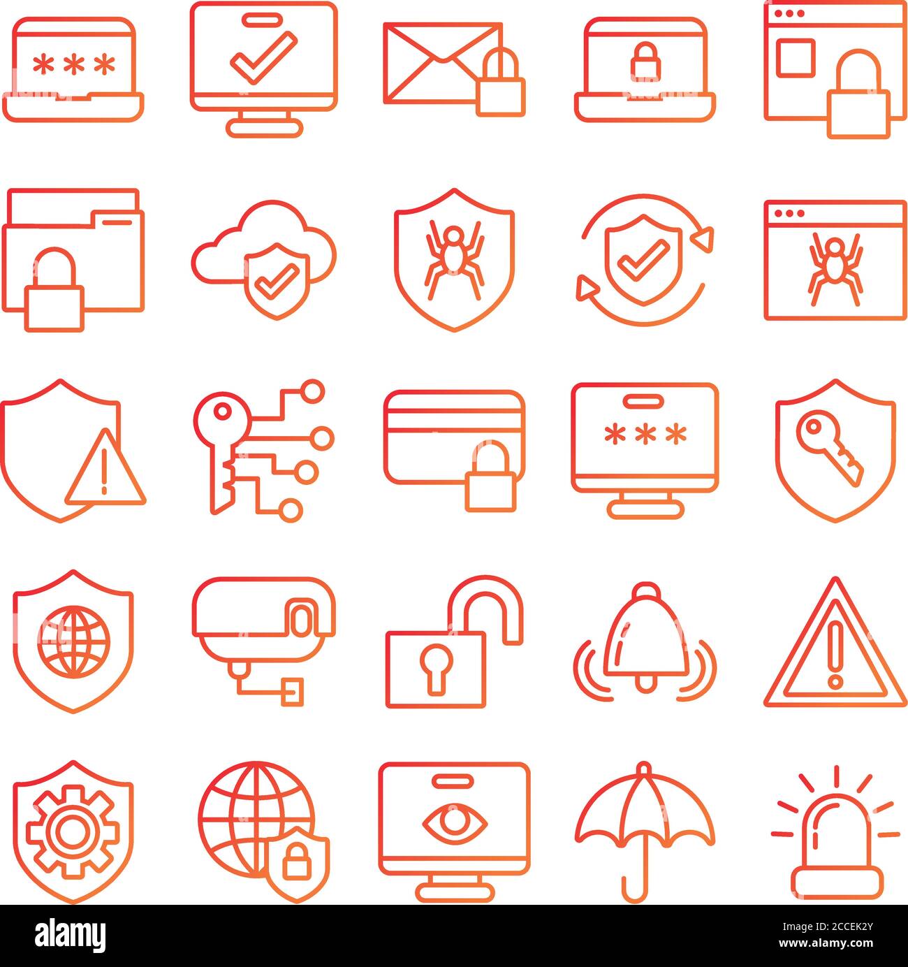 bundle of data security set icons vector illustration design Stock ...